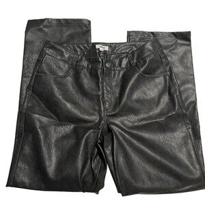 NWT Garage Women's Pantalon Straight Faux Leather Pants size 13 Washed black